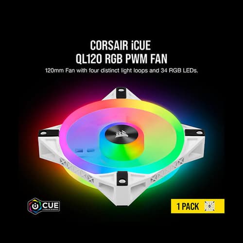 Corsair iCUE QL120 RGB White Cabinet Fan (Single Pack)